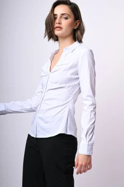 Camicia in cotone con arricciatura