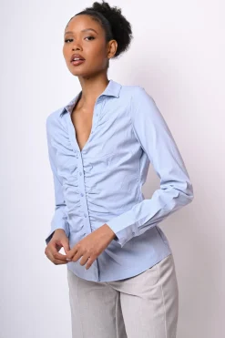 Camicia in cotone con arricciatura