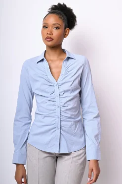 Camicia in cotone con arricciatura