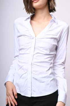 Camicia in cotone con arricciatura