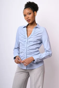 Camicia in cotone con arricciatura