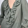 Camicia in mussola di cotone con volants