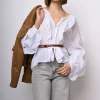 Camicia in mussola di cotone con volants