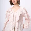 Camicia in mussola di cotone con volants