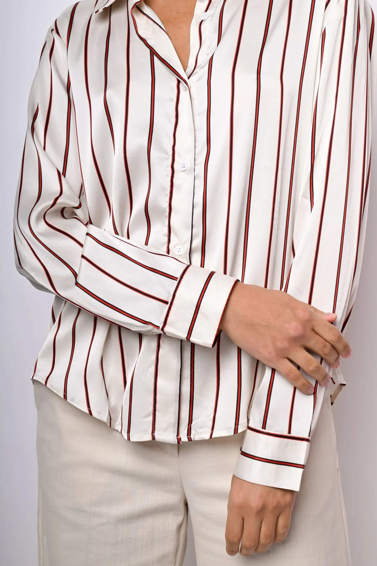 Camicia in raso a righe
