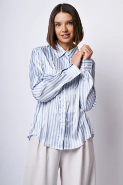 Camicia in raso a righe