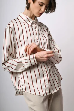 Camicia in raso a righe