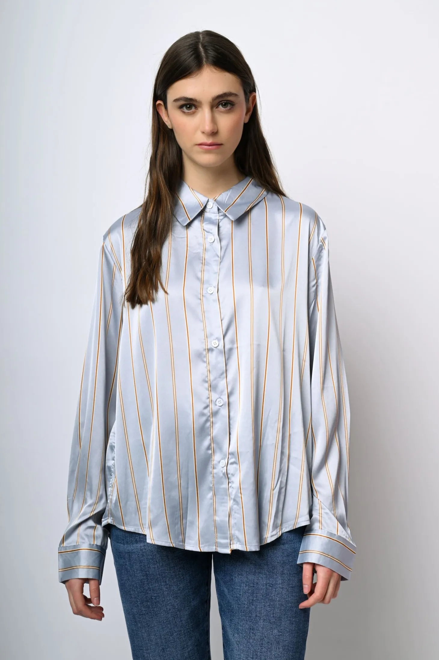 Camicia in raso a righe