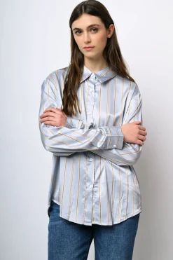 Camicia in raso a righe