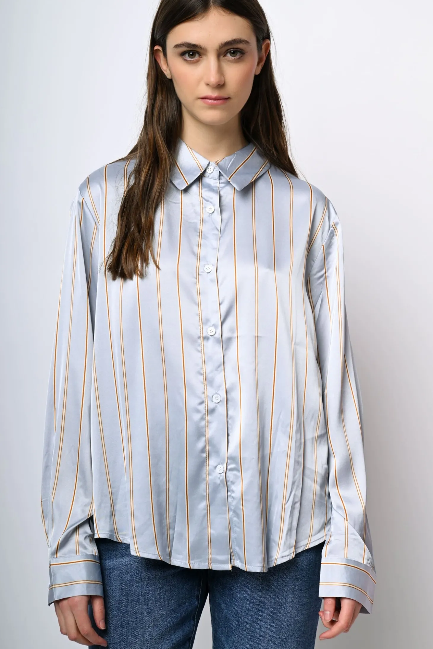 Camicia in raso a righe