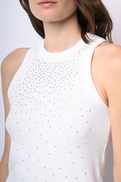 Canotta in cotone con strass