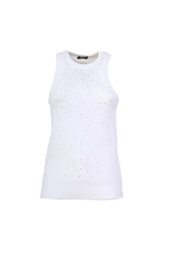 Canotta in cotone con strass