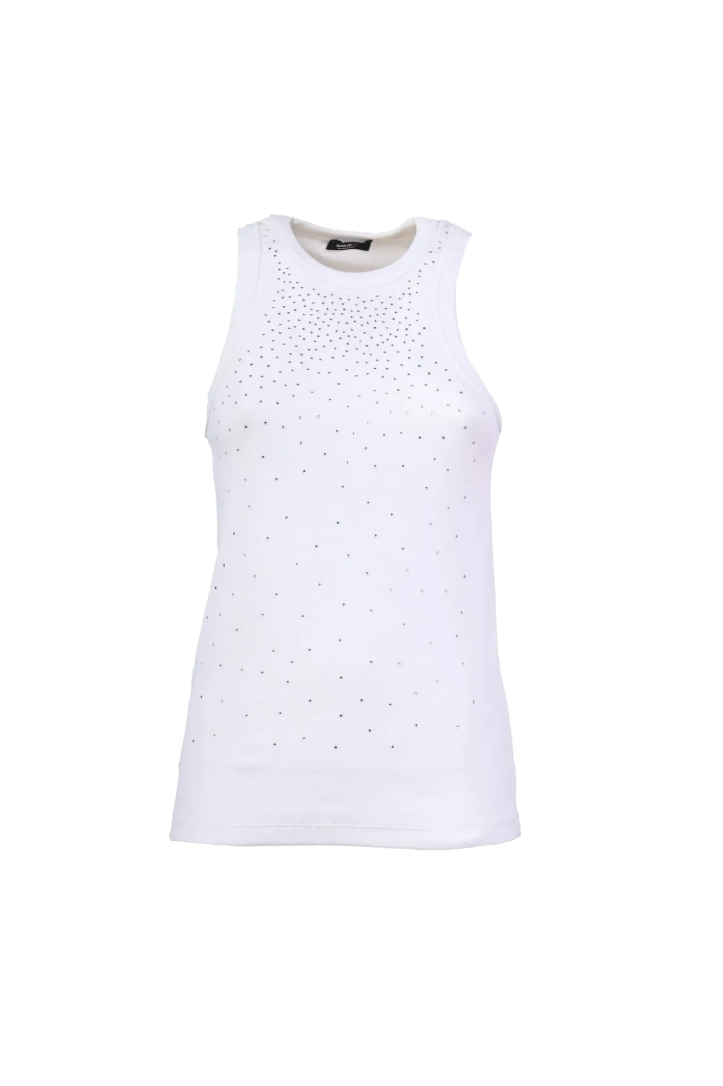 Canotta in cotone con strass