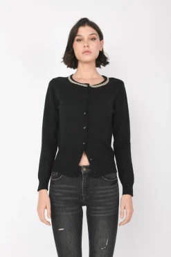 Cardigan con catenella decorativa