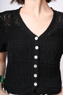 Cardigan crochet a maniche corte