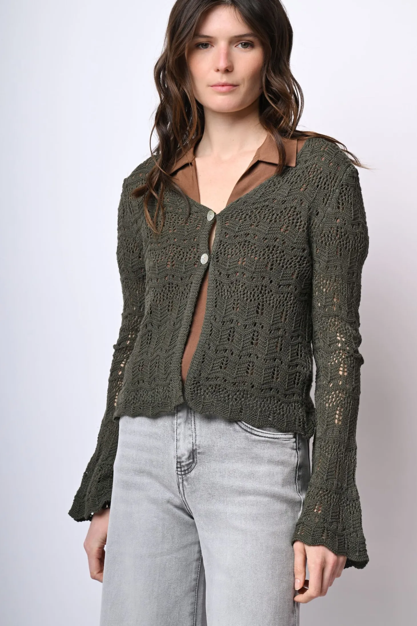 Cardigan in maglia crochet