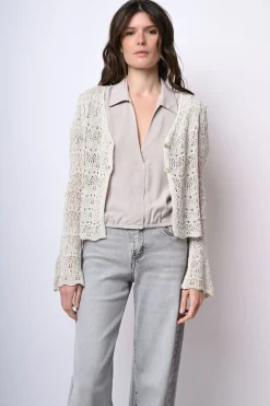 Cardigan in maglia crochet