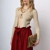 Cardigan in maglia lurex con laccetti
