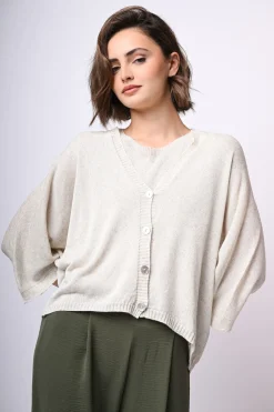 Cardigan in viscosa e lino