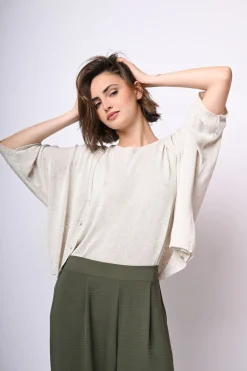 Cardigan in viscosa e lino