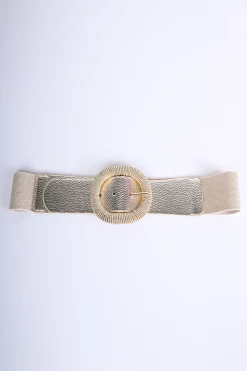 Cintura elastica alta con fibbia tonda