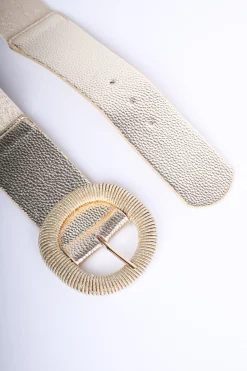 Cintura elastica alta con fibbia tonda