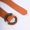Cintura elastica con fibbia tonda in perline