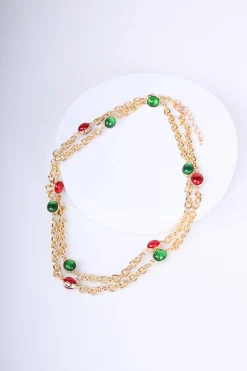 Collana a doppia catenella con pietre