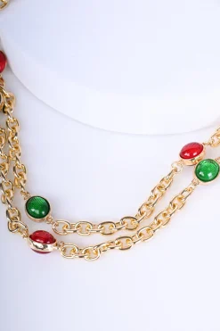 Collana a doppia catenella con pietre