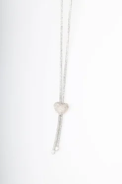 Collana lunga con strass e cuore