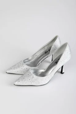 Décolleté in raso con strass