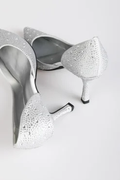 Décolleté in raso con strass