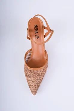 Décolleté slingback in rafia