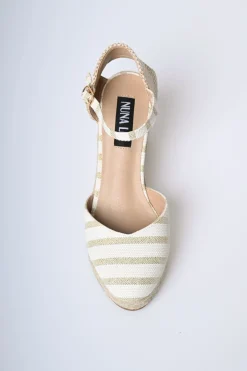 Espadrillas con zeppa a righe lurex