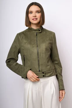 Giacca biker in faux suede
