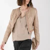 Giacca crop in similpelle con strass