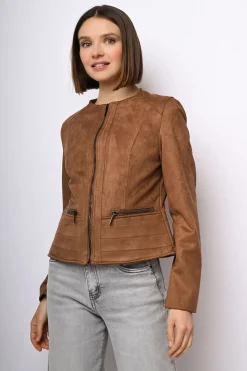 Giacca in faux suede con zip