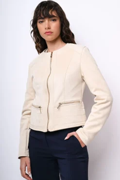 Giacca in faux suede con zip