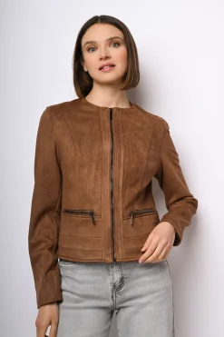 Giacca in faux suede con zip