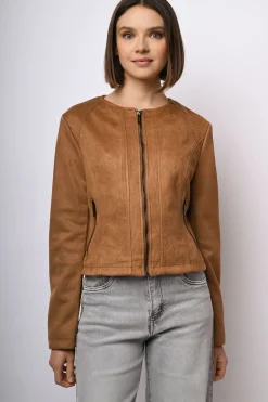 Giacca in faux suede con zip