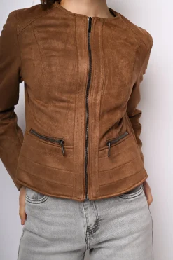 Giacca in faux suede con zip