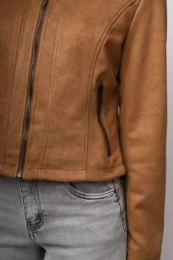 Giacca in faux suede con zip