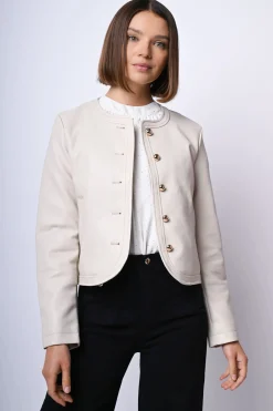 Giacca in similpelle con bottoni