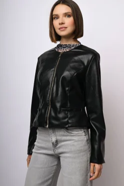 Giacca in similpelle con zip