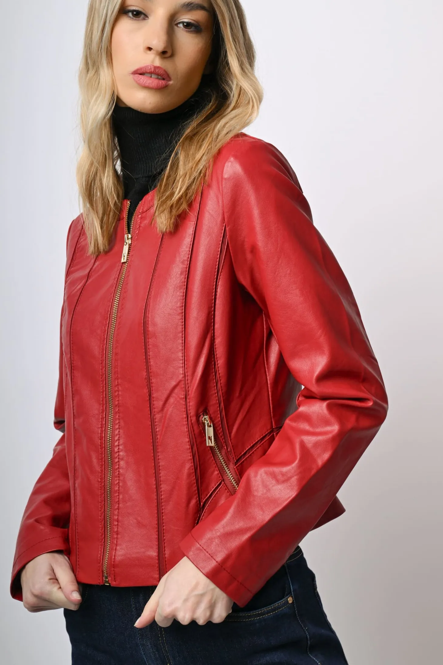 Giacca in similpelle con zip