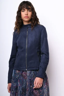Giacca stile biker in faux suede