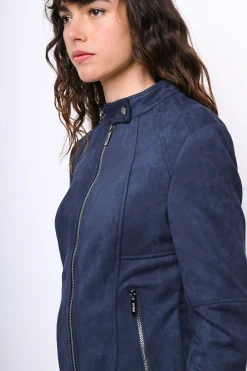 Giacca stile biker in faux suede