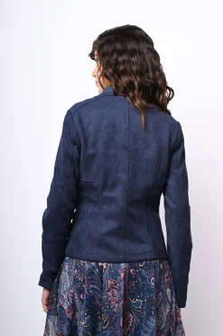 Giacca stile biker in faux suede