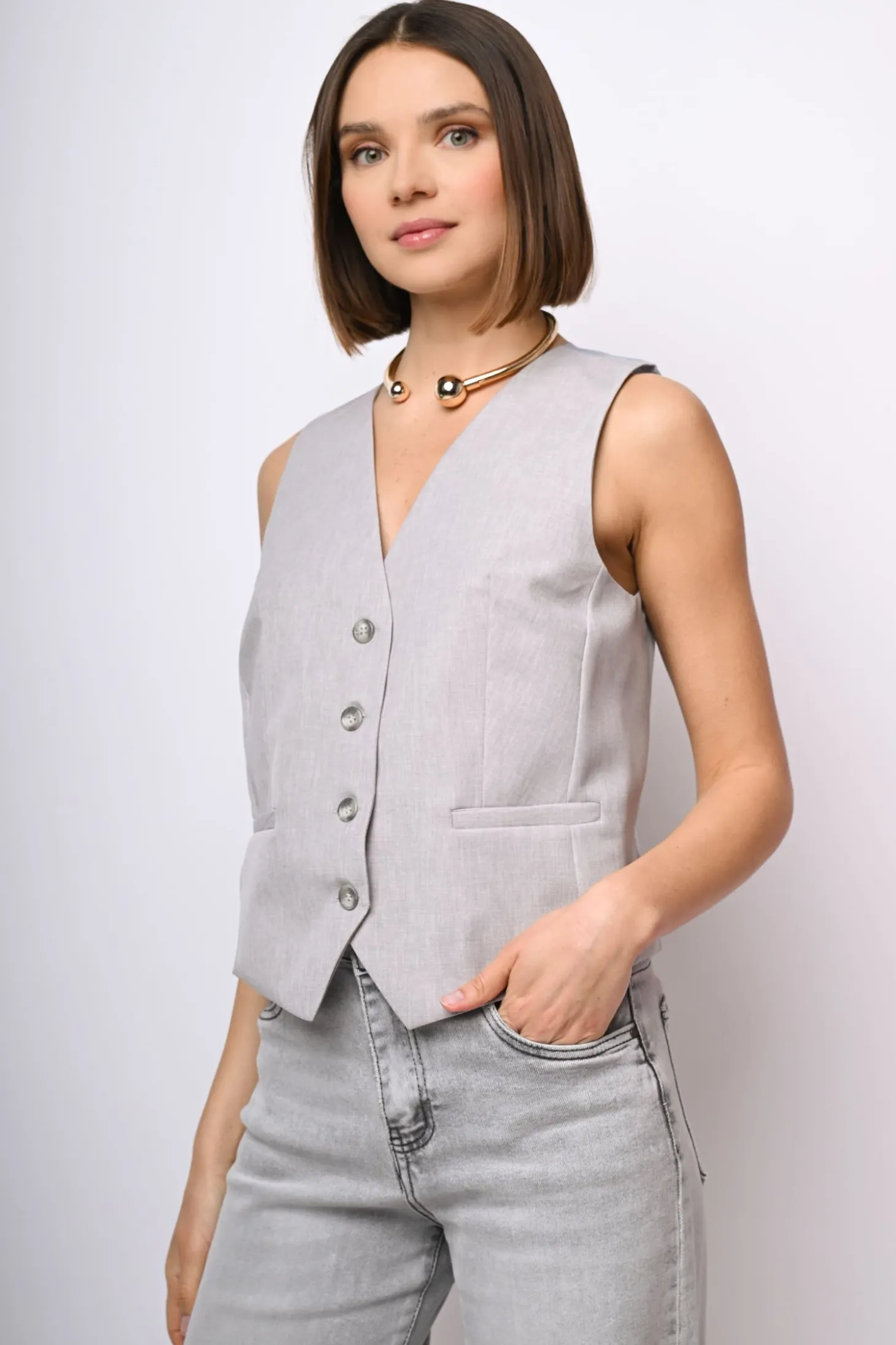 Gilet con retro in raso