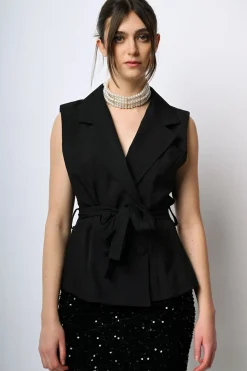 Gilet doppiopetto con cintura